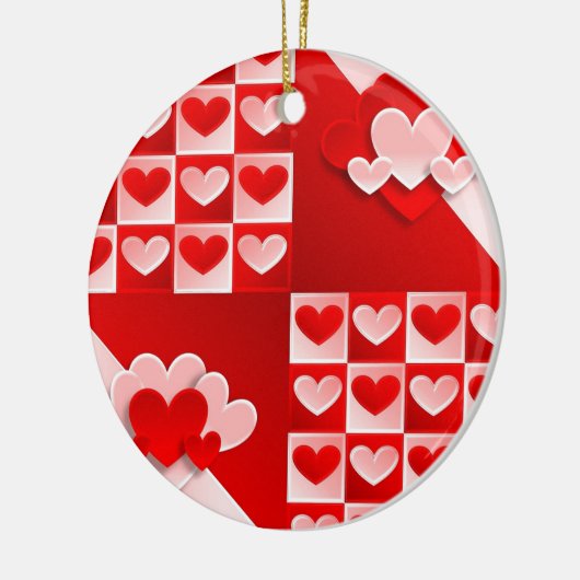 Romantic Valentijn Love Hearts Red White Heart Keramisch Ornament (Links)