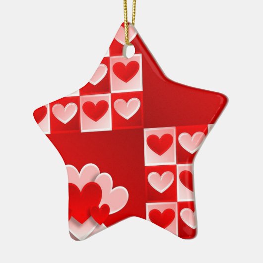 Romantic Valentijn Love Hearts Red White Heart Keramisch Ornament (Links)