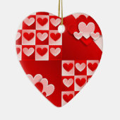 Romantic Valentijn Love Hearts Red White Heart Keramisch Ornament (Rechts)