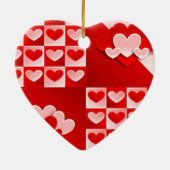 Romantic Valentijn Love Hearts Red White Heart Keramisch Ornament (Achterkant)