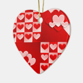Romantic Valentijn Love Hearts Red White Heart Keramisch Ornament (Links)
