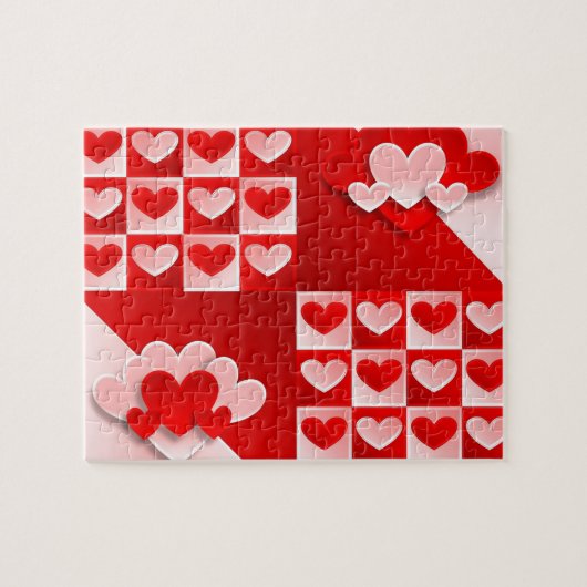 Romantic Valentijn Love Hearts Red White Heart Legpuzzel (Horizontaal)