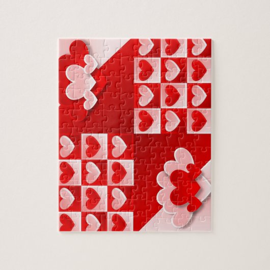 Romantic Valentijn Love Hearts Red White Heart Legpuzzel (Verticaal)