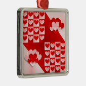Romantic Valentijn Love Hearts Red White Heart Metalen Ornament (Rechts)