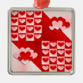 Romantic Valentijn Love Hearts Red White Heart Metalen Ornament (Voorkant)