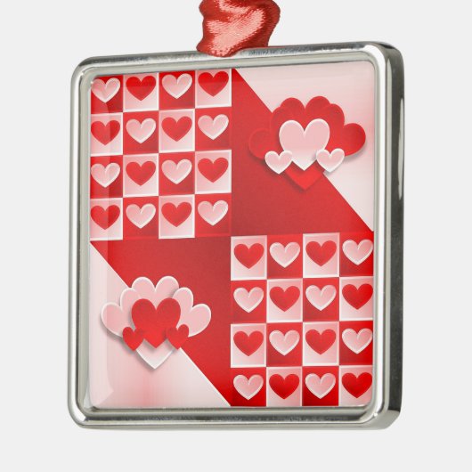 Romantic Valentijn Love Hearts Red White Heart Metalen Ornament (Links)