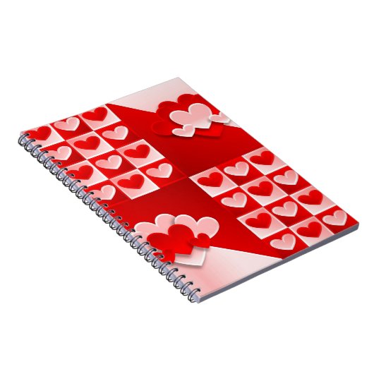 Romantic Valentijn Love Hearts Red White Heart Notitieboek (Rechterzijde)