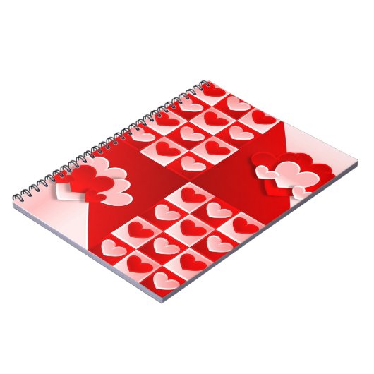 Romantic Valentijn Love Hearts Red White Heart Notitieboek (Linkerzijde)