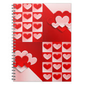 Romantic Valentijn Love Hearts Red White Heart Notitieboek (Voorkant)