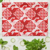 Romantic Valentijn Love Hearts Red White Heart Theedoek (Gevouwen)