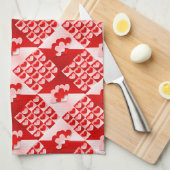 Romantic Valentijn Love Hearts Red White Heart Theedoek (Quarter Fold)