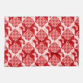 Romantic Valentijn Love Hearts Red White Heart Theedoek (Horizontaal)