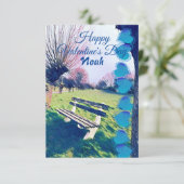 Romantic Valentijnsdag Heart Garden Bench voor hem (Staand voorkant)