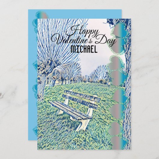 Romantic Valentijnsdag Heart Garden Bench voor hem (Voorkant / Achterkant)