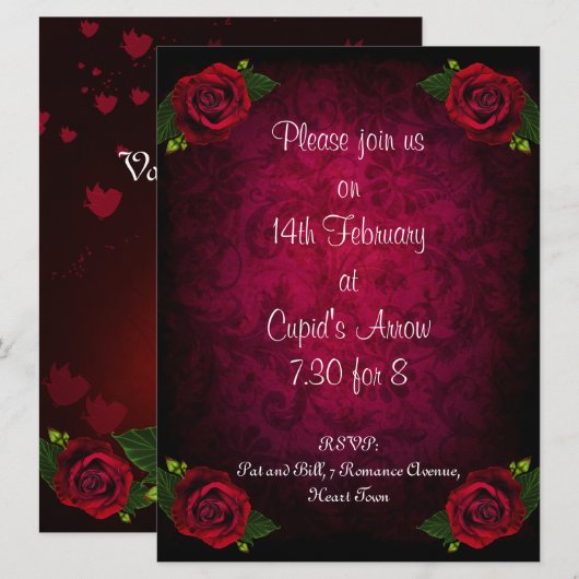Romantic Valentijnse Uitnodiging (Voorkant / Achterkant)