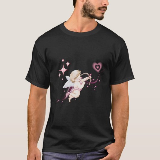 Romantic Valentine Art with Pink Heart Glow T-shirt (Voorkant)