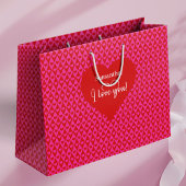 Romantic Valentine Gift Bag I Love You Heart Desig Groot Cadeauzakje