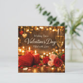 Romantic Valentine’s Day Candlelight Roses Glow Feestdagenkaart (Staand voorkant)