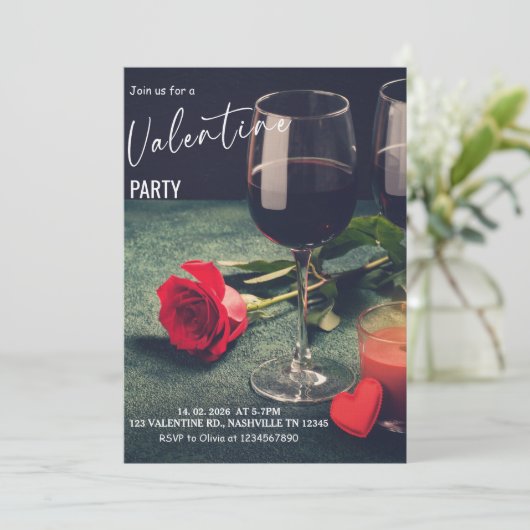 Romantic Valentine’s Day Party Kaart (Staand voorkant)