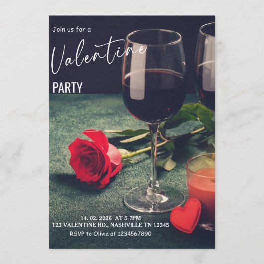 Romantic Valentine’s Day Party Kaart (Voorkant)