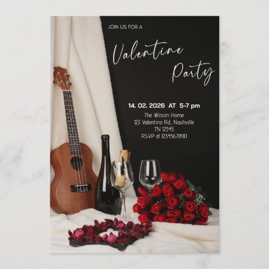 Romantic Valentine’s Day Party Kaart (Voorkant)