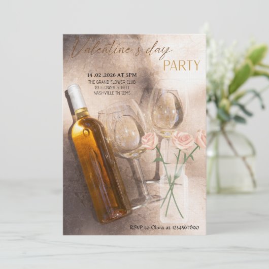 Romantic Valentine’s Day Party Kaart (Staand voorkant)