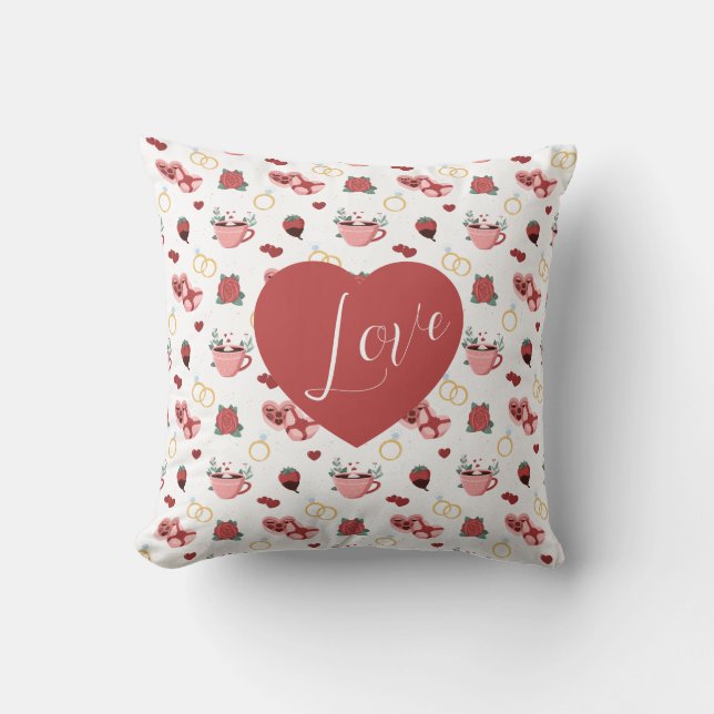 Romantic Valentine’s Day Throw Pillow Kussen (Voorkant)