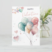 Romantic Valentine’s Day with Balloons & Hearts Kaart (Staand voorkant)