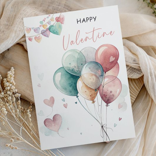 Romantic Valentine’s Day with Balloons & Hearts Kaart