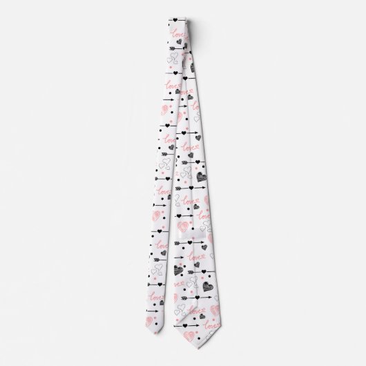 Romantic Valentine Tie Hand Drawn Heart Design Stropdas (Achterkant)