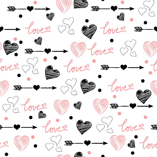 Romantic Valentine Tie Hand Drawn Heart Design Stropdas