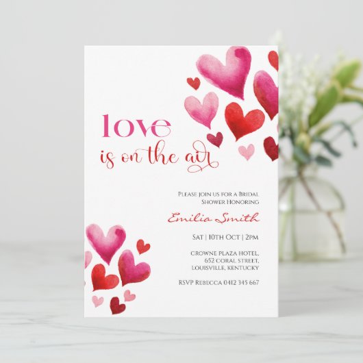 Romantic valentine's  bridal shower party kaart (Staand voorkant)