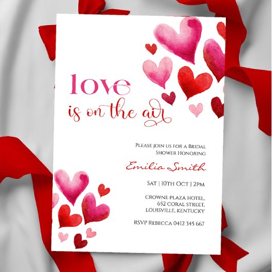 Romantic valentine's  bridal shower party kaart