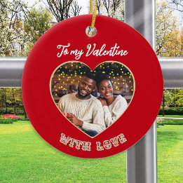 Romantic Valentine's Day Couple Photo Personalized Keramisch Ornament