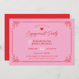 Romantic Valentine's Day Engagement Party Kaart