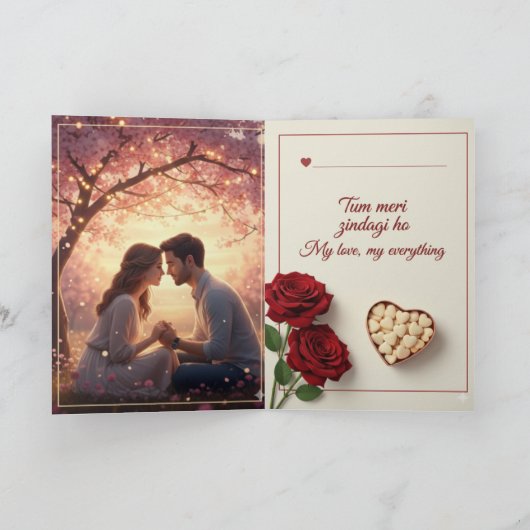 Romantic Valentine's Day Folded Greeting Card: Hea Kaart (Binnen)