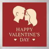 Romantic Valentines Day Minimal Couple Silhouette Poster (Voorkant)