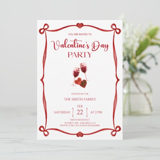 Romantic Valentine's day party Kaart (Staand voorkant)