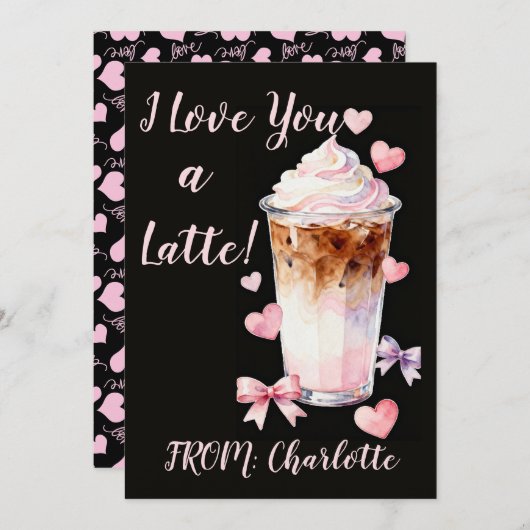 Romantic Valentines Day Whipped cream iced coffee Kaart (Voorkant / Achterkant)