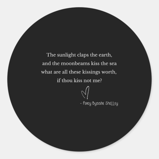 Romantic Valentine's Percy Bysshe Shelley Quote Et Ronde Sticker (Voorkant)