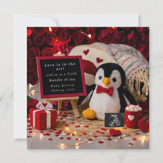 Romantic Valentines Pregnancy Announcement card Aankondiging (Voorkant)