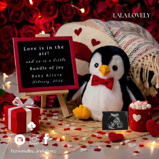 Romantic Valentines Pregnancy Announcement card Aankondiging