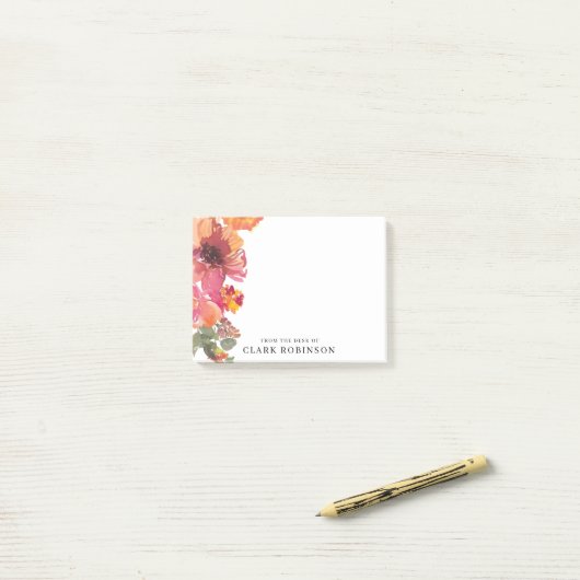 Romantic van het bureau van Waterverf Bouquet Post-it® Notes (Op bureau)