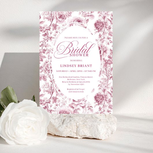 Romantic Velvet Rose Floral Bridal Shower Invite Kaart