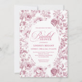 Romantic Velvet Rose Floral Bridal Shower Invite Kaart (Voorkant)