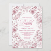 Romantic Velvet Rose Floral Toile Bridal Shower   Kaart (Voorkant)