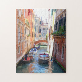 Romantic Venice Canal met brug en boot, Italië Legpuzzel