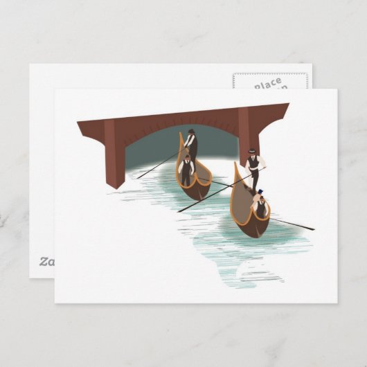 Romantic Venice Gondolas Briefkaart (Voorkant / Achterkant)