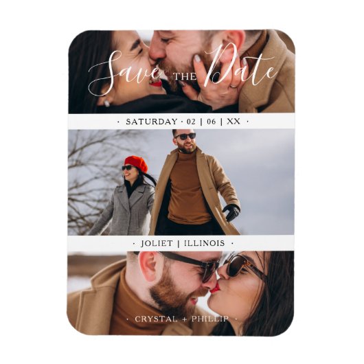 Romantic Verloving met drie bruiloft Foto's collag Magneet (Verticaal)