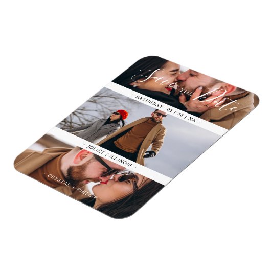 Romantic Verloving met drie bruiloft Foto's collag Magneet (Linkerzijde)